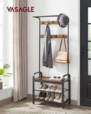 VASAGLE Coat Rack with Shoe Rack 183 cm Height Walnut Brown and Black - RnR Galore