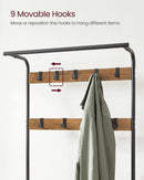 VASAGLE Coat Rack with Shoe Rack 183 cm Height Walnut Brown and Black - RnR Galore