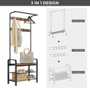 Vintage Coat Rack Shoe Bench, Wood Look Accent Furniture and Metal Frame - RnR Galore