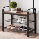Vintage Coat Rack Shoe Bench, Wood Look Accent Furniture and Metal Frame - RnR Galore