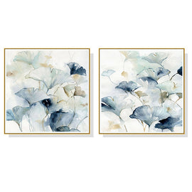 Wall Art 60cmx60cm Gingko Leaves By Carol Robinson 2 Sets Gold Frame Canvas - RnR Galore