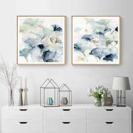 Wall Art 60cmx60cm Gingko Leaves By Carol Robinson 2 Sets Gold Frame Canvas - RnR Galore