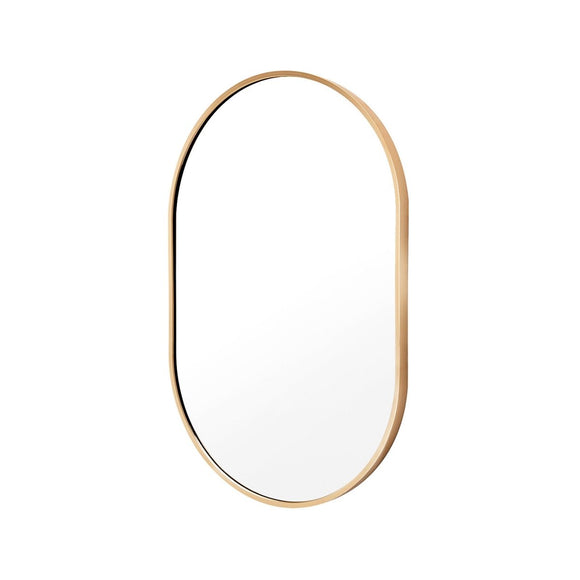 Wall Mirror Oval Aluminum Frame Bathroom 50x75cm GOLD - RnR Galore