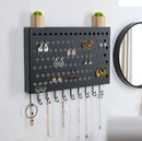 Wall Mount Earring Jewelry Hanger Organizer Holder with 109 Holes and 19 Hooks (Black) - RnR Galore
