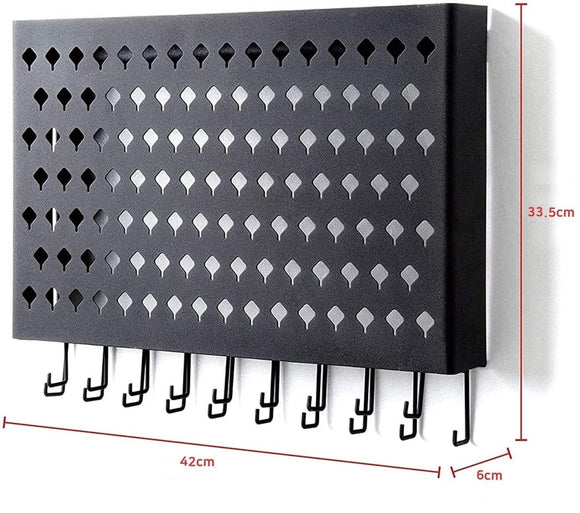 Wall Mount Earring Jewelry Hanger Organizer Holder with 109 Holes and 19 Hooks (Black) - RnR Galore