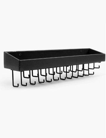 Wall Mount Hanging Jewellery Organiser Holder with 23 Hooks (Black) - RnR Galore