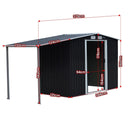Wallaroo 4x8ft Zinc Steel Garden Shed with Open Storage - Black - RnR Galore