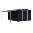 Wallaroo 6x8ft Zinc Steel Garden Shed with Open Storage - Black - RnR Galore