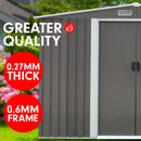 Wallaroo Garden Shed Spire Roof 8ft x 8ft Outdoor Storage Shelter - Grey - RnR Galore
