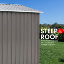 Wallaroo Garden Shed Spire Roof 8ft x 8ft Outdoor Storage Shelter - Grey - RnR Galore