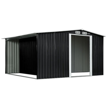 Wallaroo Garden Shed with Semi - Close Storage 6*8FT - Black - RnR Galore