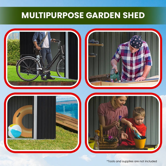 Wallaroo Garden Shed with Semi - Closed Storage 10*8FT - Black - RnR Galore