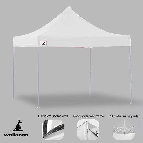 Wallaroo Gazebo Tent Marquee 3x3 PopUp Outdoor Wallaroo White - RnR Galore