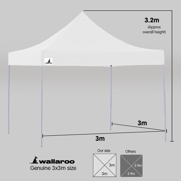 Wallaroo Gazebo Tent Marquee 3x3 PopUp Outdoor Wallaroo White - RnR Galore