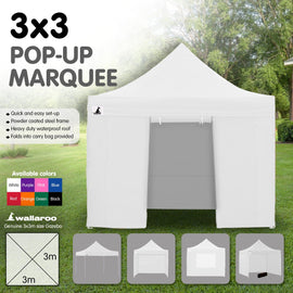 Wallaroo Gazebo Tent Marquee 3x3 PopUp Outdoor Wallaroo White - RnR Galore