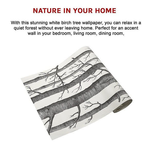 Wallpaper White Birch Tree Non - woven Wall Paper Roll - RnR Galore