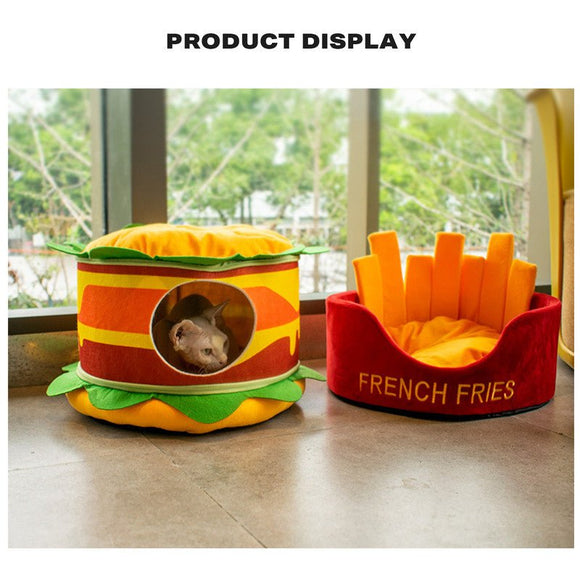 Washable Fries Pet Dog Cat Ded Calming Bed Warm Soft - RnR Galore