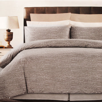 Weaves Coffee Easy Care Quilt Cover Set King - RnR Galore