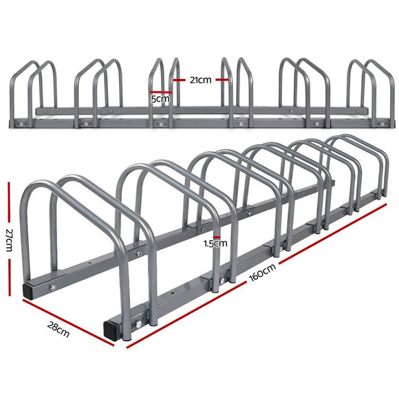 Weisshorn 6 Bike Stand Rack Bicycle Storage Floor Parking Holder Cycling Silver - RnR Galore