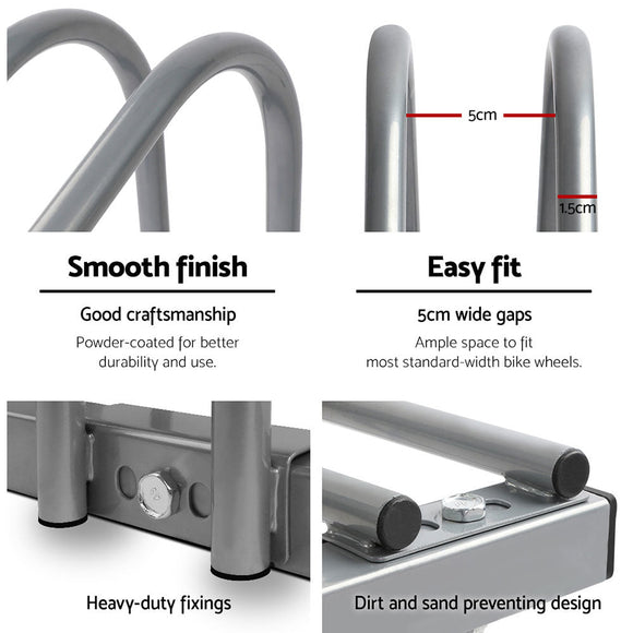 Weisshorn 6 Bike Stand Rack Bicycle Storage Floor Parking Holder Cycling Silver - RnR Galore