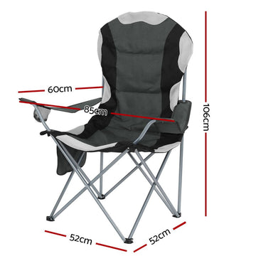 Weisshorn Camping Folding Chair Portable Outdoor Hiking Fishing Picnic Grey 2pcs - RnR Galore