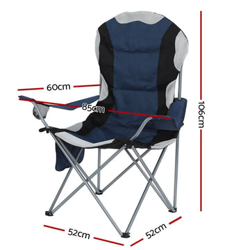 Weisshorn Camping Folding Chair Portable Outdoor Hiking Fishing Picnic Navy 2pcs - RnR Galore