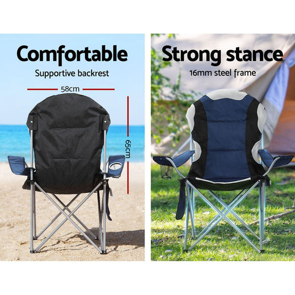 Weisshorn Camping Folding Chair Portable Outdoor Hiking Fishing Picnic Navy 2pcs - RnR Galore