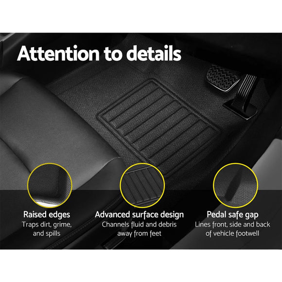 Weisshorn Car Rubber Floor Mats Compatible For Toyota Hilux Dual Cab 2015 - 2022 - RnR Galore
