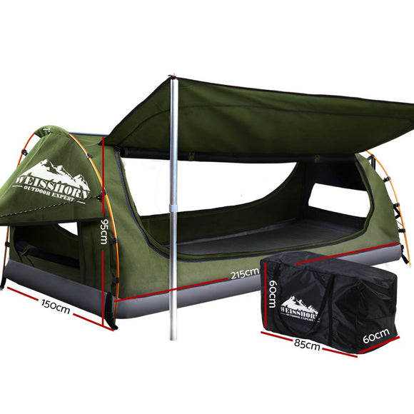 Weisshorn Double Swag Camping Swags Canvas Free Standing Dome Tent Celadon - RnR Galore