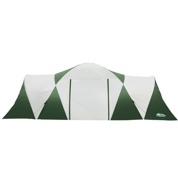 Weisshorn Family Camping Tent 12 Person Hiking Beach Tents (3 Rooms) Green - RnR Galore