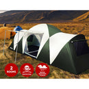 Weisshorn Family Camping Tent 12 Person Hiking Beach Tents (3 Rooms) Green - RnR Galore