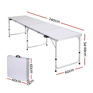 Weisshorn Folding Camping Table 240CM Portable Outdoor Picnic BBQ Aluminium Desk - RnR Galore