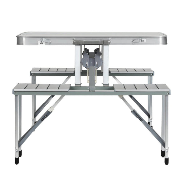 Weisshorn Folding Camping Table Outdoor Picnic BBQ With 2 Bench Chairs Set - RnR Galore