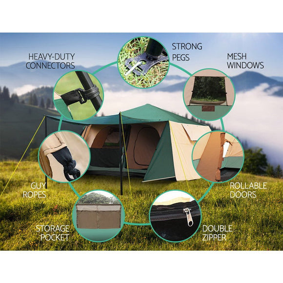 Weisshorn Instant Up Camping Tent 8 Person Pop up Tents Family Hiking Dome Camp - RnR Galore