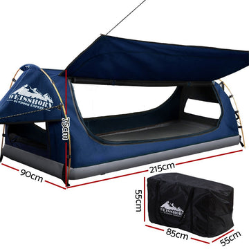 Weisshorn King Single Swag Camping Swags Canvas Free Standing Dome Tent Blue - RnR Galore