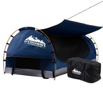 Weisshorn King Single Swag Camping Swags Canvas Free Standing Dome Tent Blue - RnR Galore