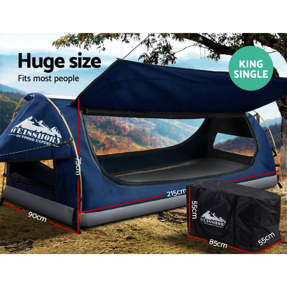 Weisshorn King Single Swag Camping Swags Canvas Free Standing Dome Tent Blue - RnR Galore
