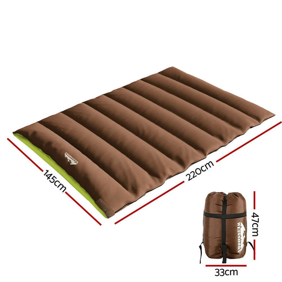 Weisshorn Sleeping Bag Double Bags Thermal Camping Hiking Tent Brown - 5°C - RnR Galore