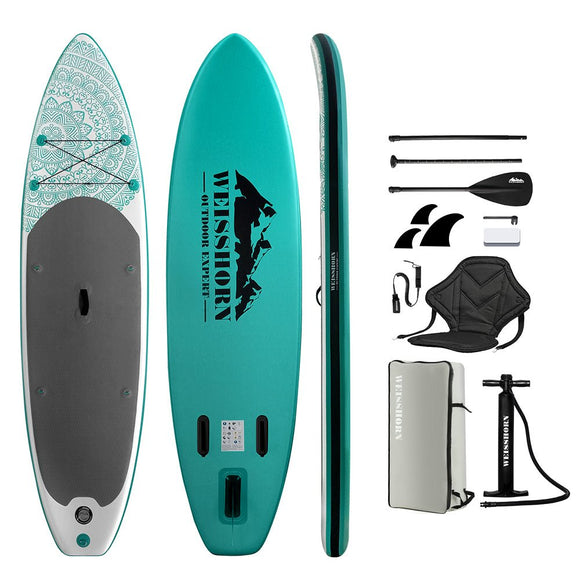 Weisshorn Stand Up Paddle Board 10.6ft Inflatable SUP Surfboard Paddleboard Kayak Surf Green - RnR Galore