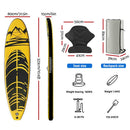 Weisshorn Stand Up Paddle Board 10.6ft Inflatable SUP Surfboard Paddleboard Kayak Surf Yellow - RnR Galore
