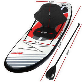 Weisshorn Stand Up Paddle Board 11ft Inflatable SUP Surfboard Paddleboard Kayak Surf Black - RnR Galore