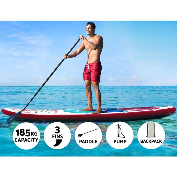Weisshorn Stand Up Paddle Board 11ft Inflatable SUP Surfboard Paddleboard Kayak Surf Pink - RnR Galore