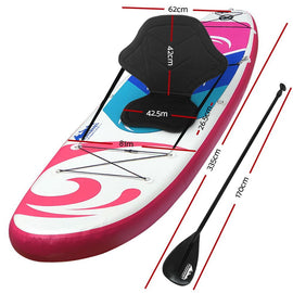 Weisshorn Stand Up Paddle Board 11ft Inflatable SUP Surfboard Paddleboard Kayak Surf Pink - RnR Galore