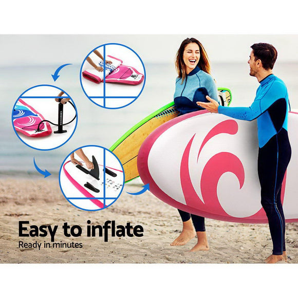Weisshorn Stand Up Paddle Board 11ft Inflatable SUP Surfboard Paddleboard Kayak Surf Pink - RnR Galore