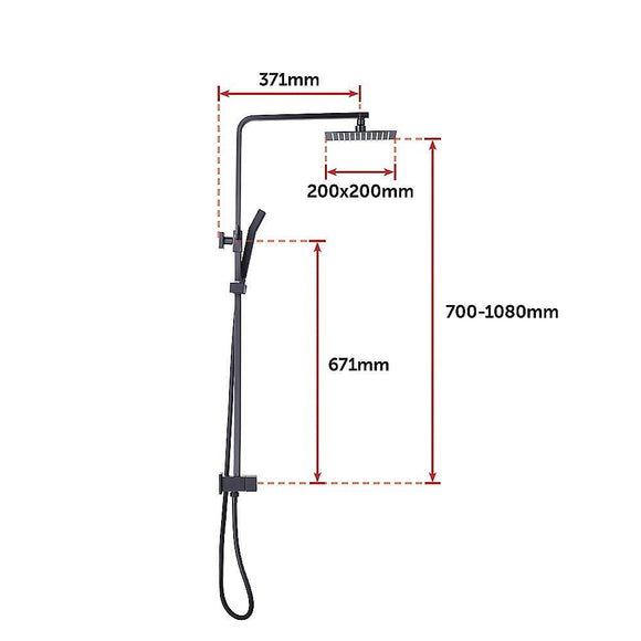 WELS 8" Rain Shower Head Set Square Dual Heads Faucet High Pressure Hand Held - RnR Galore