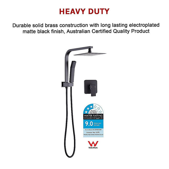 WELS 8" Rain Shower Head Set Square Dual Heads Faucet High Pressure With Mixer - RnR Galore