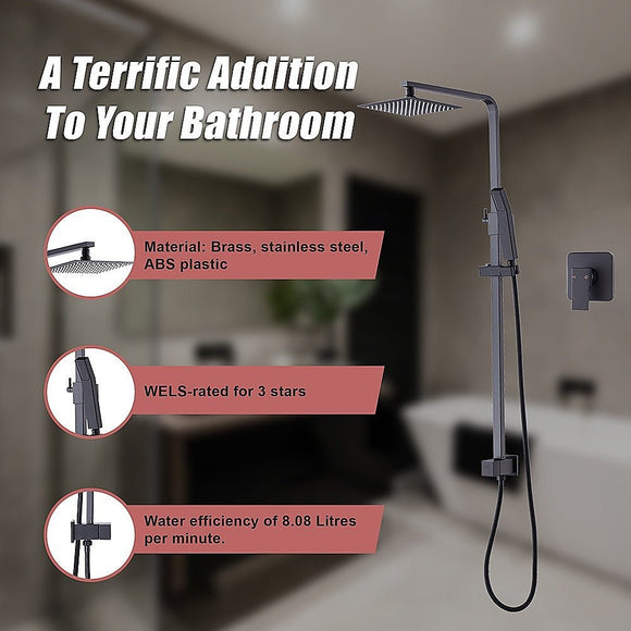 WELS 8" Rain Shower Head Set Square Dual Heads Faucet High Pressure With Mixer - RnR Galore
