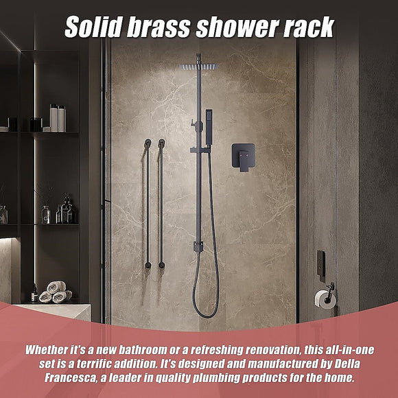 WELS 8" Rain Shower Head Set Square Dual Heads Faucet High Pressure With Mixer - RnR Galore