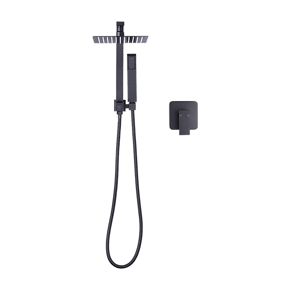 WELS 8" Rain Shower Head Set Square Dual Heads Faucet High Pressure With Mixer - RnR Galore