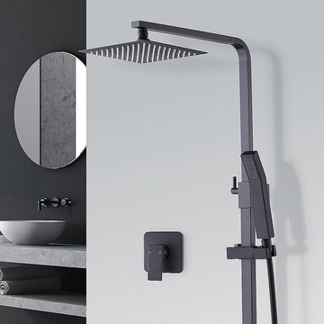 WELS 8" Rain Shower Head Set Square Dual Heads Faucet High Pressure With Mixer - RnR Galore